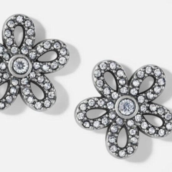 Brighton ILLUMINA Petite DAISY Flower Post Crystals Silver Earrings - NEW - Picture 5 of 5